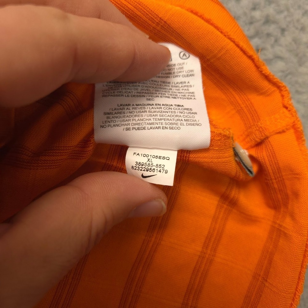 Nike Tiger Woods Collection Polo Mens XL Orange Stripe Dri-FIT Golf Shirt - Picture 5 of 13